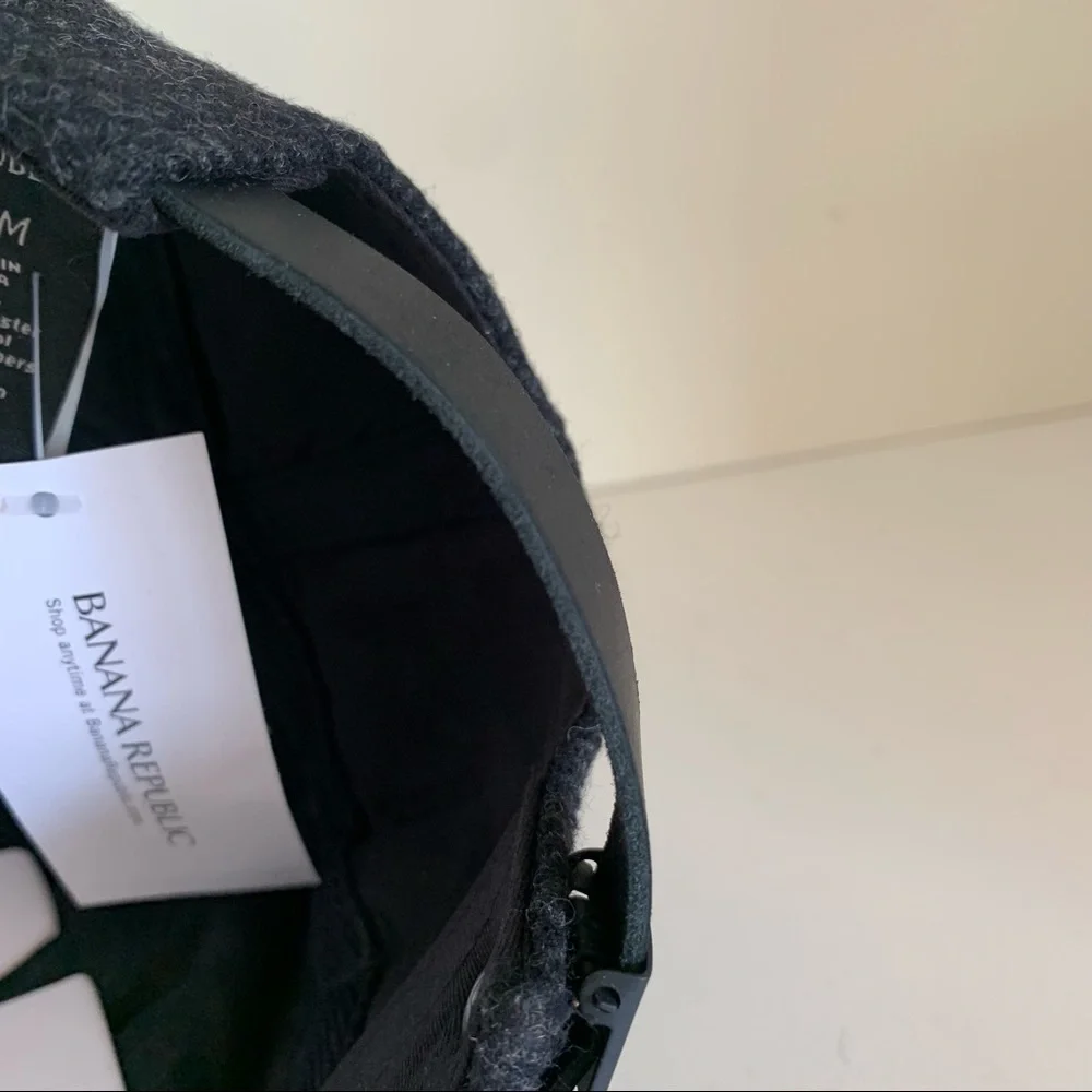 B wool leather Herringbone cap hat
